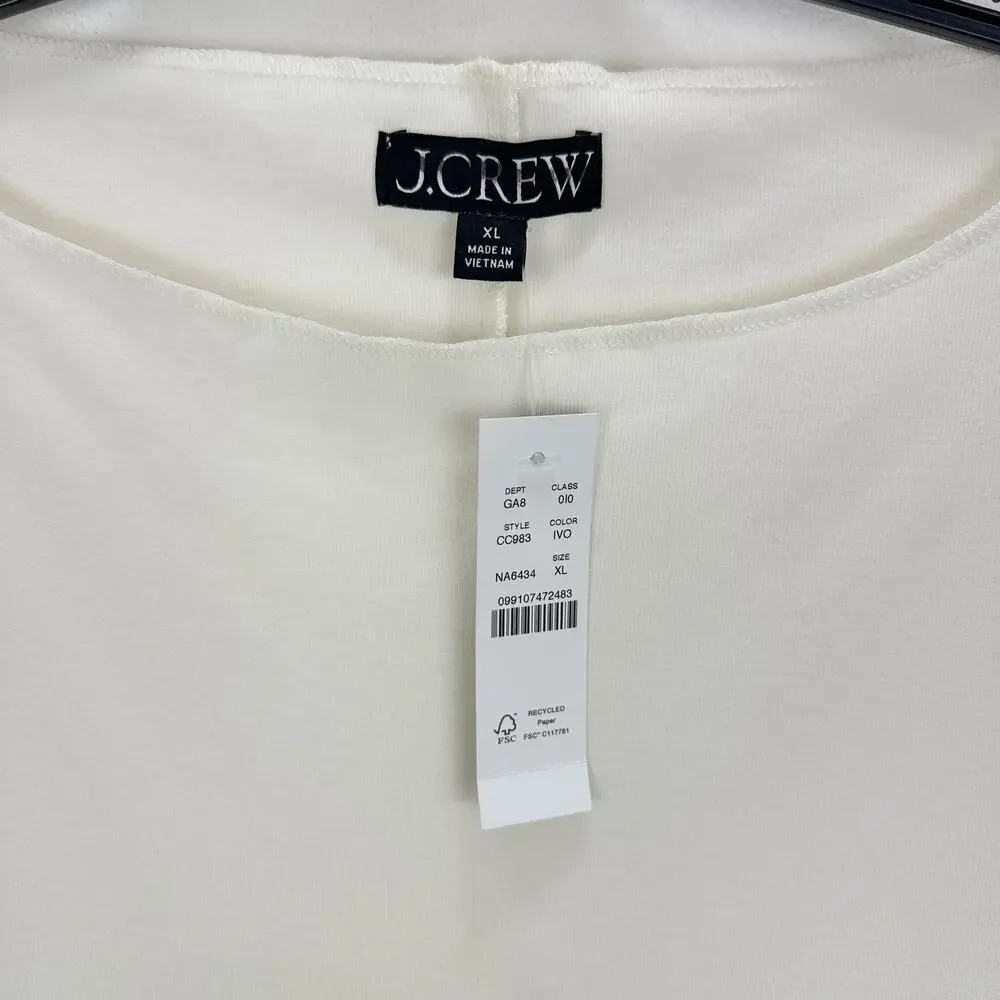 J.Crew Refined Rib Shell Tank Top Basic Minimalist Stretch Knit Ivory XL NWT